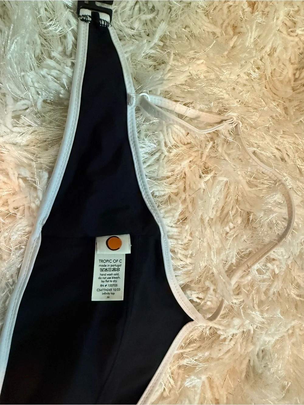Topic of C Black Triangle Bikini Top with White Trim - Picture 5 of 6